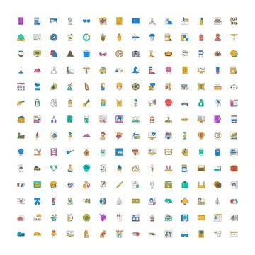 Miscellaneous outline vector icon set collection Stock Illustration