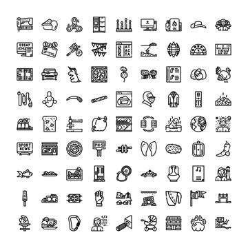 Miscellaneous outline vector icon set collection on white Illustrazione stock