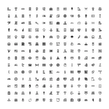 Miscellaneous outline vector icons collection for design Stock Illustration
