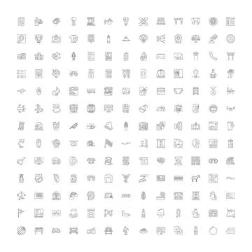 Miscellaneous outline vector icons set illustrating diverse graphics Stock Illustration