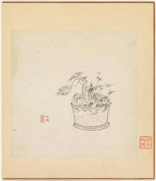 Miscellaneous Studies one leaf dated 1619 Chen Hongshou Chinese This album .. Foto stock