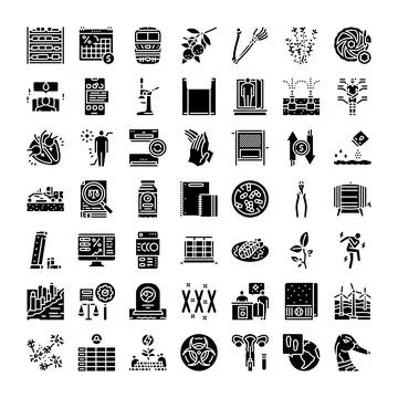Miscellaneous symbols solid style icon set for infographics Stock Illustration
