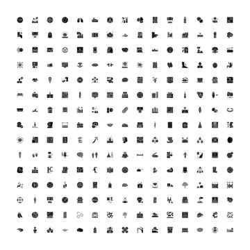 Miscellaneous vector glyphs collection on white background Illustrazione stock
