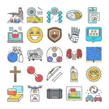 Miscellaneous vector icon collection representing different concepts and them Stock Illustration