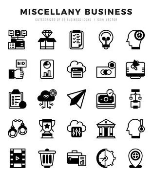 Miscellany Business elements. Lineal Filled web icon set. Simple vector ill.. 스톡 일러스트