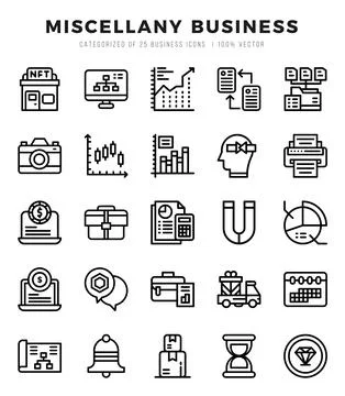 Miscellany Business elements. Lineal web icon set. Simple vector illustration Illustrazione stock