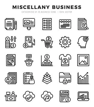 Miscellany Business elements. Lineal web icon set. Simple vector illustration Stock Illustration