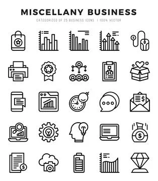 Miscellany Business elements. Lineal web icon set. Simple vector illustration Illustrazione stock