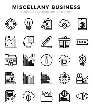 Miscellany Business elements. Lineal web icon set. Simple vector illustration Stock Illustration