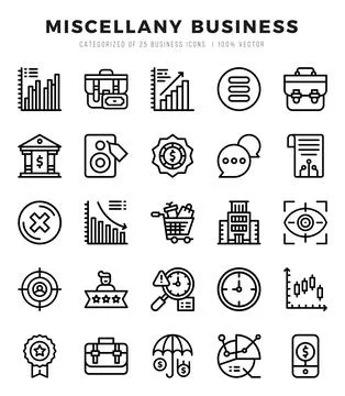 Miscellany Business elements. Lineal web icon set. Simple vector illustration Stock Illustration
