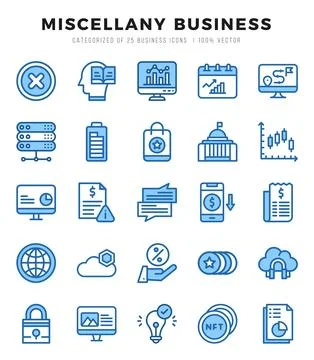 Miscellany Business elements. Two Color web icon set. Simple vector illustr.. Illustrazione stock