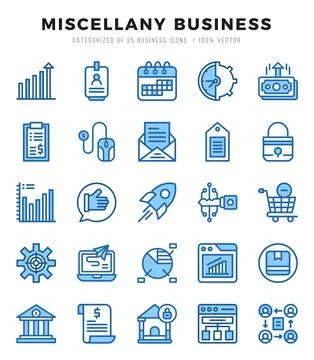 Miscellany Business elements. Two Color web icon set. Simple vector illustr.. Stock Illustration