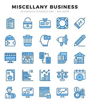 Miscellany Business elements. Two Color web icon set. Simple vector illustr.. Stock Illustration