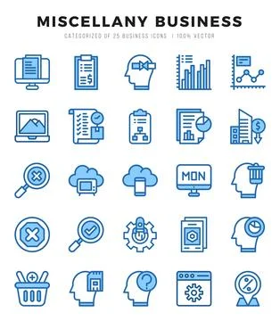 Miscellany Business elements. Two Color web icon set. Simple vector illustr.. Illustrazione stock