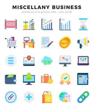 Miscellany Business Flat icons. Vector Flat illustration. Illustrazione stock