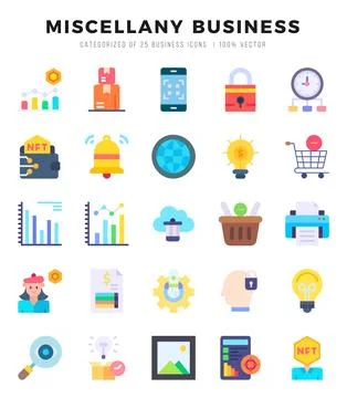 Miscellany Business Flat icons. Vector Flat illustration. Stock Illustration