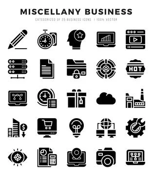 Miscellany Business Icon Bundle 25 Icons for Websites and Apps Stock Illustration