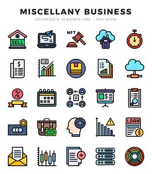 Miscellany Business icon pack for your website. mobile. presentation. and l.. Stock Illustration