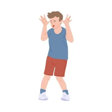 Mischief child with bad behavior grimaces, flat vector illustration isolated. イラスト素材