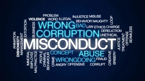 Misconduct animated word cloud. Kinetic typography. 스톡 동영상 102851477