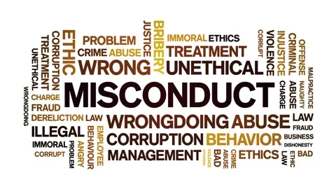 Misconduct animated word cloud,animation kinetic typography seamless loop. Stock Footage 164569565