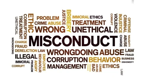 Misconduct animated word cloud,animation kinetic typography seamless loop. Stock Footage 164569578