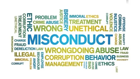 Misconduct animated word cloud,animation kinetic typography seamless loop. Stock Footage 164569597