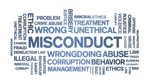 Misconduct animated word cloud,animation kinetic typography seamless loop. Stock Footage 164569614