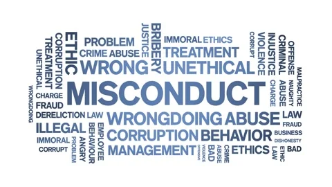 Misconduct animated word cloud,animation kinetic typography seamless loop. Stock Footage 164569626