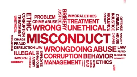 Misconduct animated word cloud,animation kinetic typography seamless loop. Stock Footage 164569636