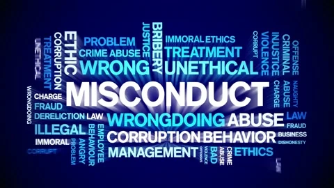 Misconduct animated word cloud,animation kinetic typography seamless loop. Stock Footage 164569895