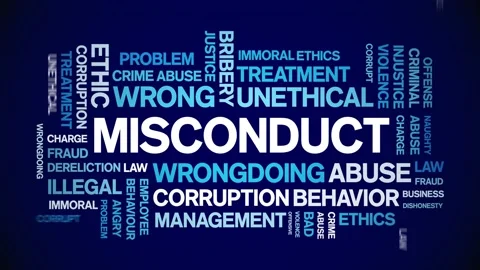 Misconduct animated word cloud,animation kinetic typography seamless loop. Stock Footage 164569910