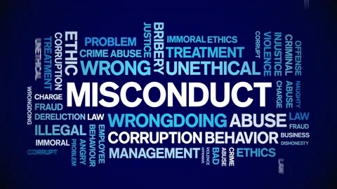 Misconduct animated word cloud,animation kinetic typography seamless loop. Stock Footage 164569921
