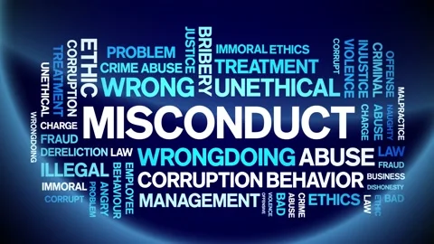 Misconduct animated word cloud,animation kinetic typography seamless loop. Stock Footage 164570001