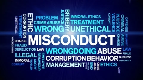Misconduct animated word cloud,animation kinetic typography seamless loop. Stock Footage 164570063