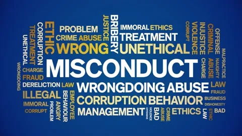 Misconduct animated word cloud,animation kinetic typography seamless loop. Stock Footage 164570204