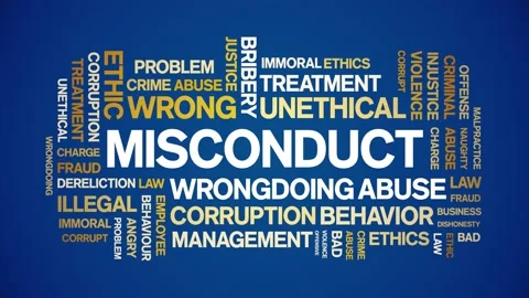 Misconduct animated word cloud,animation kinetic typography seamless loop. Stock Footage 164570239