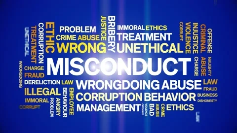 Misconduct animated word cloud,animation kinetic typography seamless loop. Stock Footage 164570354