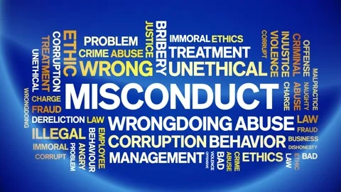 Misconduct animated word cloud,animation kinetic typography seamless loop. Stock Footage 164570447