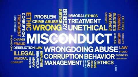 Misconduct animated word cloud,animation kinetic typography seamless loop. Stock Footage 164574501