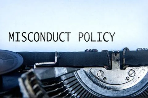 Misconduct Policy text on an old typewriter. Misconduct Policy concept. Stock Photos