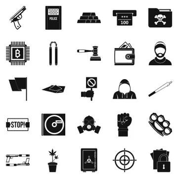 Misdemeanor icons set, simple style Illustrazione stock