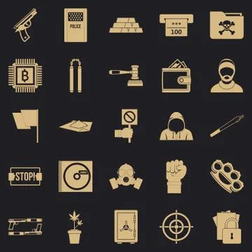 Misdemeanor icons set, simple style Illustrazione stock