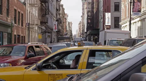 Miserable Gridlock Traffic in Downtown Manhattan, New York City Видео 40004001