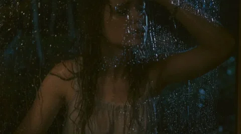 Miserable lady suffering in the rain Stock Footage 32260274