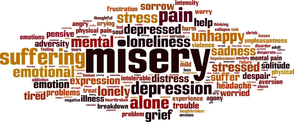 Misery word cloud Stock Illustration