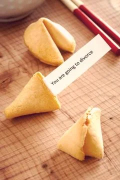 Misfortune Cookie with Divorce Message Foto stock