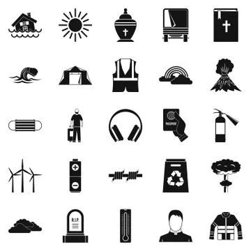 Misfortune icons set, simple style Stock Illustration