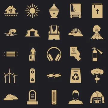 Misfortune icons set, simple style Stock Illustration
