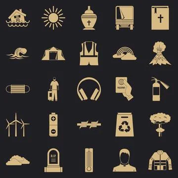Misfortune icons set, simple style Stock Illustration
